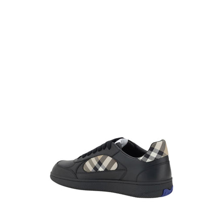 Burberry Black Leather Check Low Top Sneakers