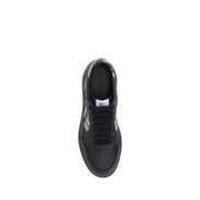 Burberry Black Leather Check Low Top Sneakers