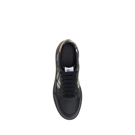 Burberry Black Leather Check Low Top Sneakers