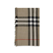 Burberry Beige Reversible Check Wool Silk Scarf