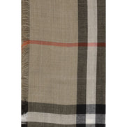 Burberry Beige Reversible Check Wool Silk Scarf