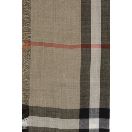 Burberry Beige Reversible Check Wool Silk Scarf