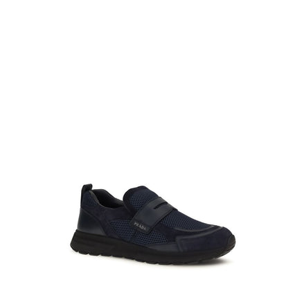 Prada Blue Leather Athletic Sneakers