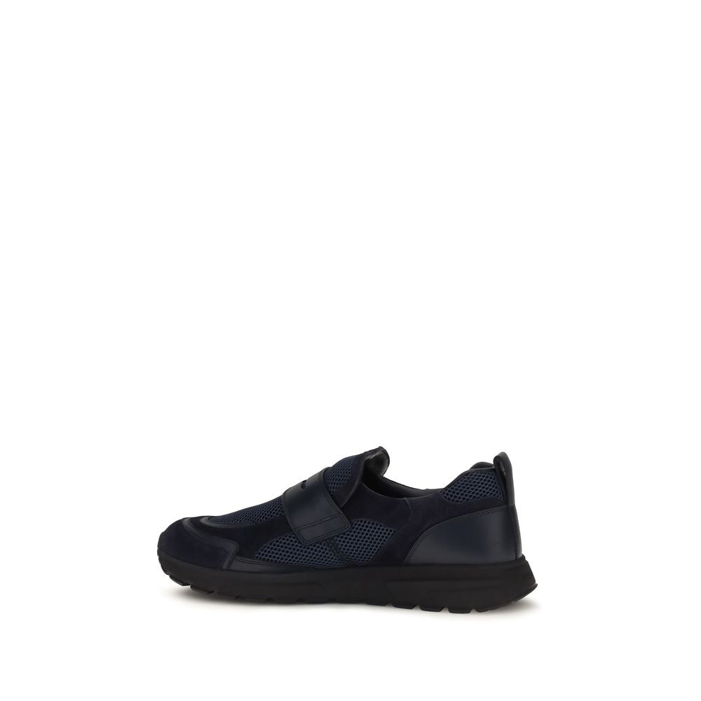 Prada Blue Leather Athletic Sneakers