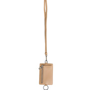 Dolce & Gabbana Beige Leather Logo Embossed Lanyard Card Holder Wallet