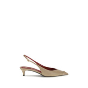 Valentino Garavani Beige Calf Leather Mid Heel Pumps
