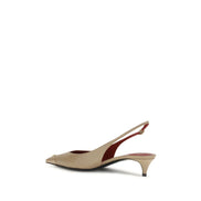 Valentino Garavani Beige Calf Leather Mid Heel Pumps