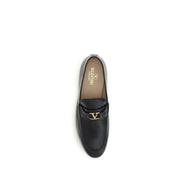 Valentino Garavani Black Calf Leather Slip-On Loafers