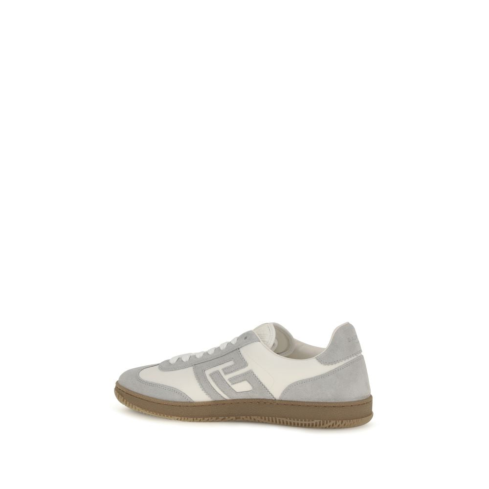 Balmain White Calf Leather Athletic Sneakers