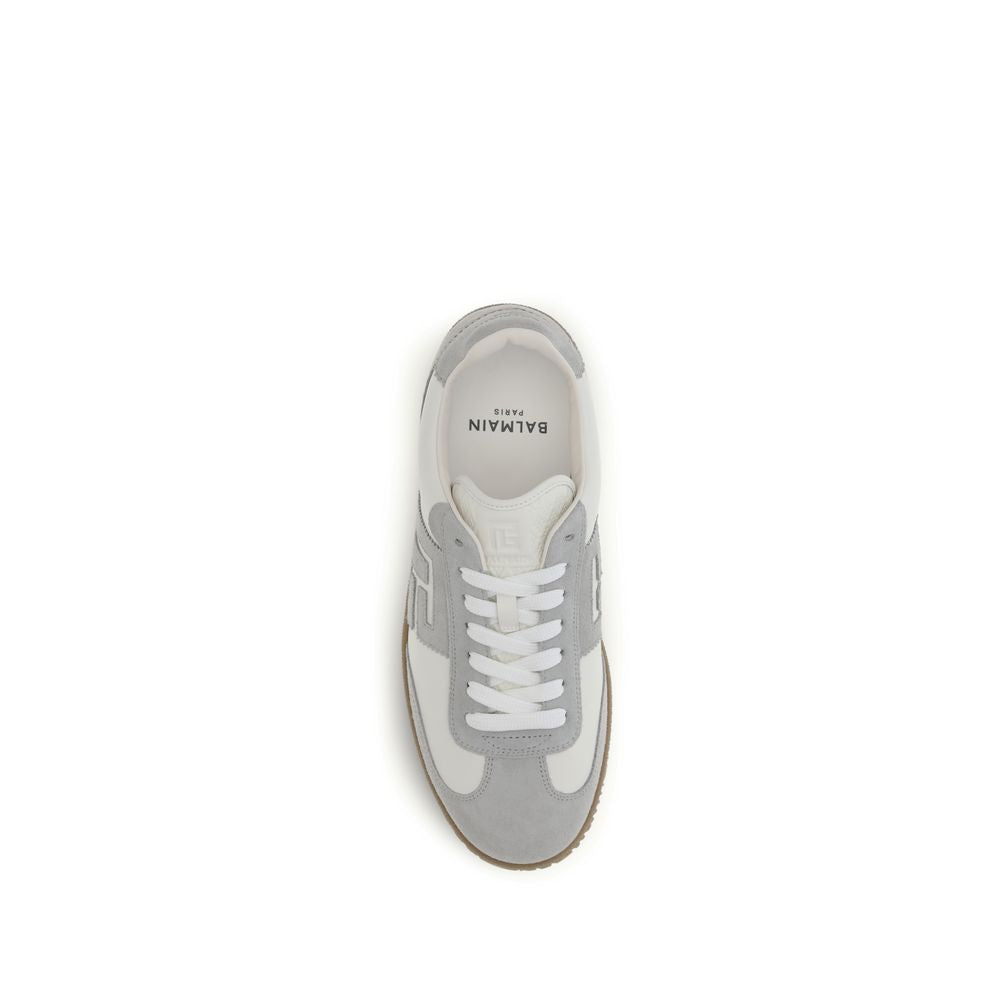 Balmain White Calf Leather Athletic Sneakers
