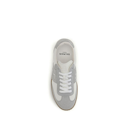 Balmain White Calf Leather Athletic Sneakers