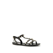 Valentino Garavani Black Rubber Flat Sandals