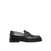 Versace Black Leather Slip-On Loafers