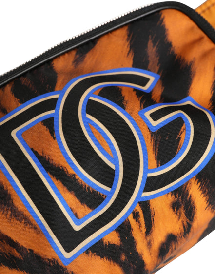 Dolce & Gabbana Brown Tiger Print Nylon Fanny Waist Pack Bag