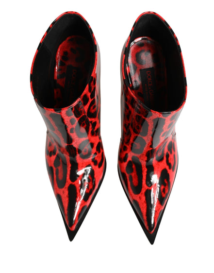 Dolce & Gabbana Red Leopard Cardinale Ankle Boots