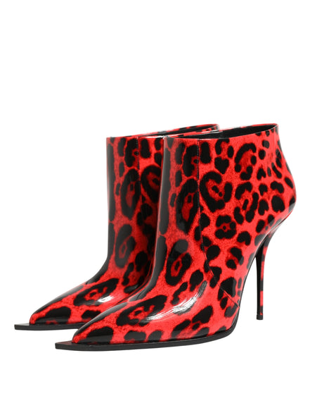 Dolce & Gabbana Red Leopard Cardinale Ankle Boots