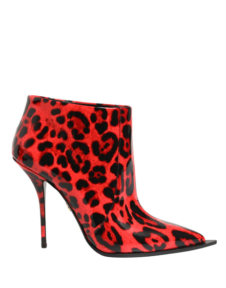 Dolce & Gabbana Red Leopard Cardinale Ankle Boots