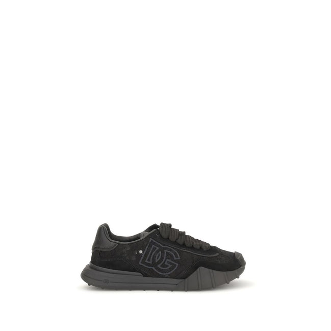 Dolce & Gabbana Black Calf Leather Chunky Sneakers