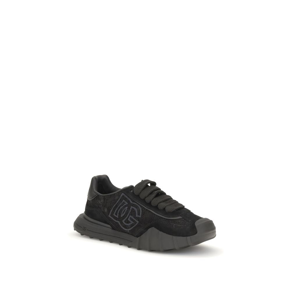 Dolce & Gabbana Black Calf Leather Chunky Sneakers
