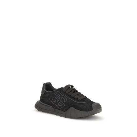 Dolce & Gabbana Black Calf Leather Chunky Sneakers