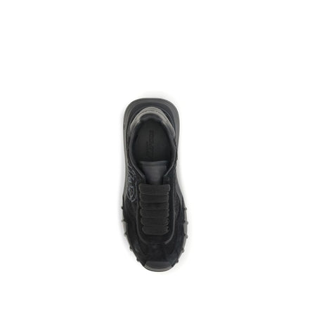 Dolce & Gabbana Black Calf Leather Chunky Sneakers