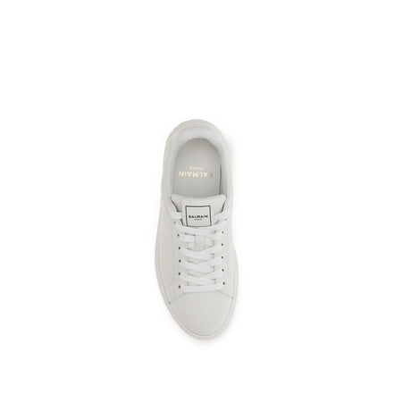 Balmain White Calf Leather Athletic Sneakers