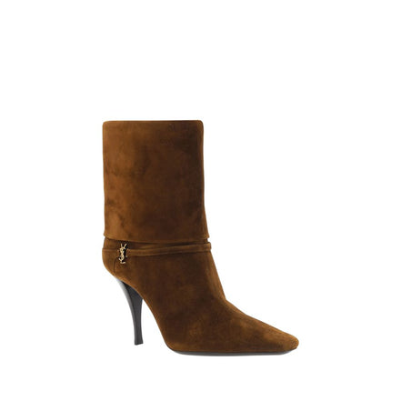 Saint Laurent Brown Calf Leather Ankle Boots