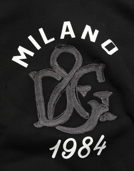 Dolce & Gabbana Black Cotton Milano1984 Print Hoodie