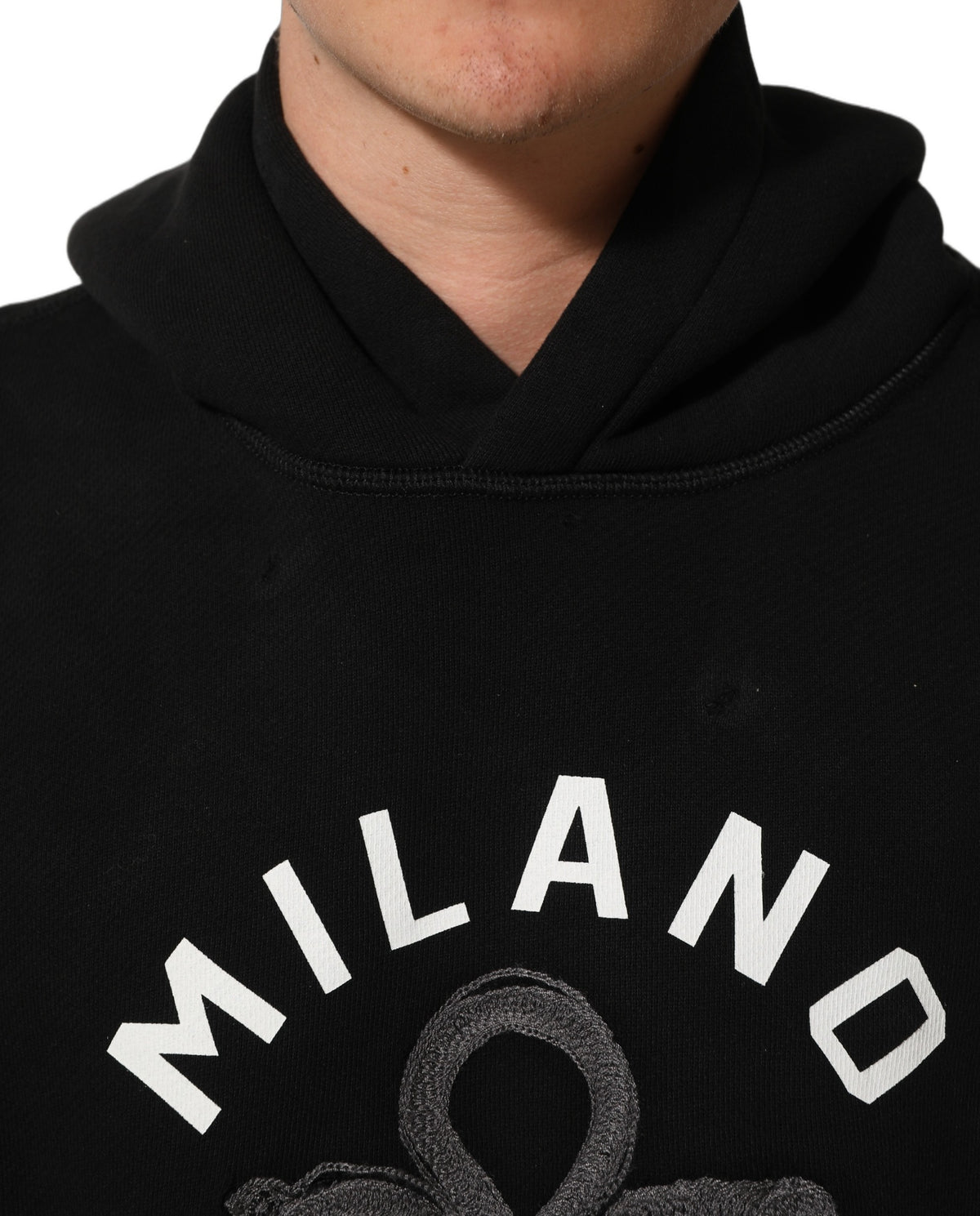 Dolce & Gabbana Black Cotton Milano1984 Print Hoodie