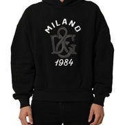 Dolce & Gabbana Black Cotton Milano1984 Print Hoodie