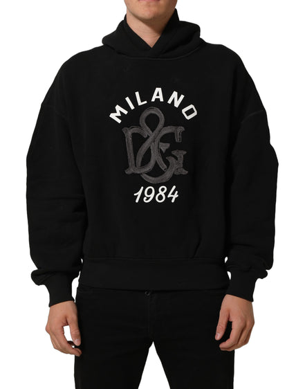 Dolce & Gabbana Black Cotton Milano1984 Print Hoodie