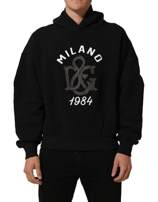 Dolce & Gabbana Black Cotton Milano1984 Print Hoodie