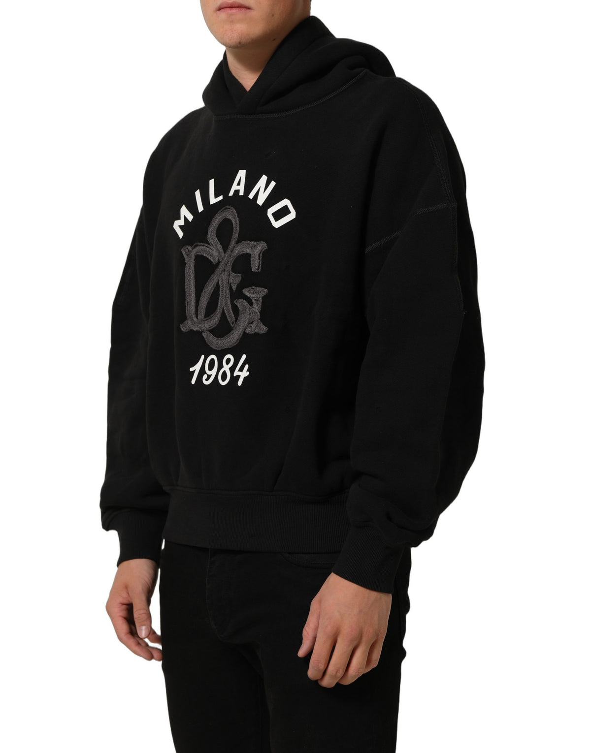 Dolce & Gabbana Black Cotton Milano1984 Print Hoodie