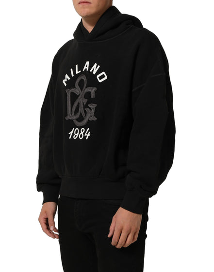 Dolce & Gabbana Black Cotton Milano1984 Print Hoodie
