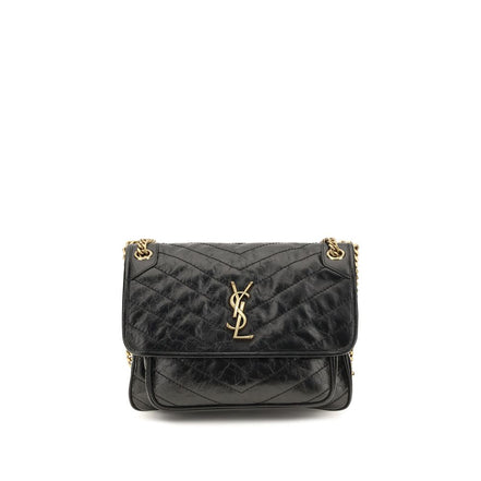 Saint Laurent Black Calf Leather Shoulder Bag