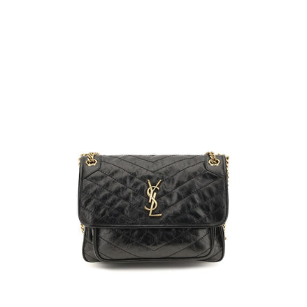 Saint Laurent Black Calf Leather Shoulder Bag