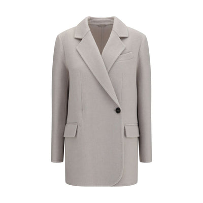 Brunello Cucinelli White Wool Full-Length Jacket