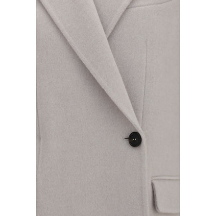Brunello Cucinelli White Wool Full-Length Jacket
