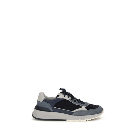 Brunello Cucinelli Blue Calf Leather Athletic Sneakers