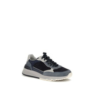 Brunello Cucinelli Blue Calf Leather Athletic Sneakers