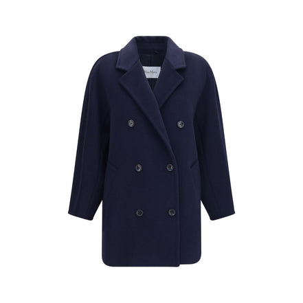 Max Mara Blue Wool Full-Length Jacket