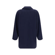Max Mara Blue Wool Full-Length Jacket