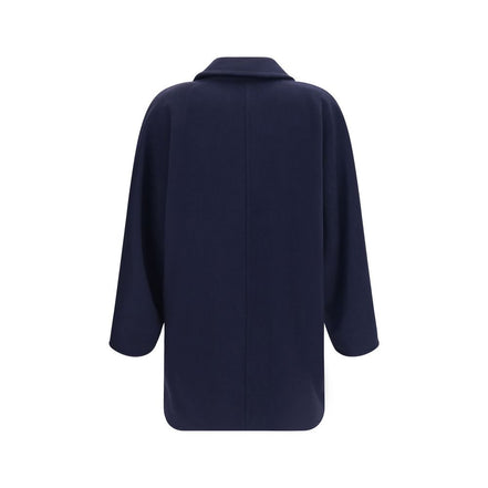 Max Mara Blue Wool Full-Length Jacket