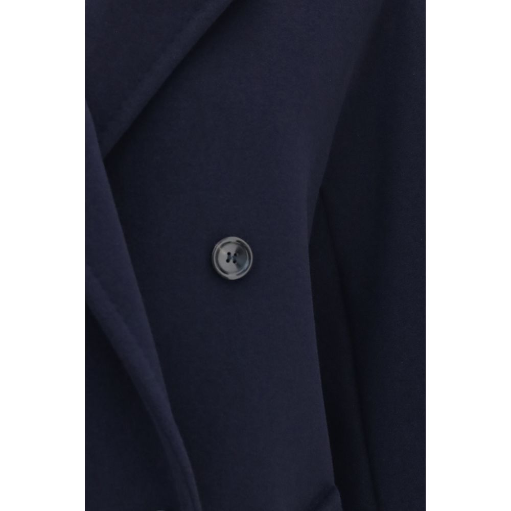 Max Mara Blue Wool Full-Length Jacket