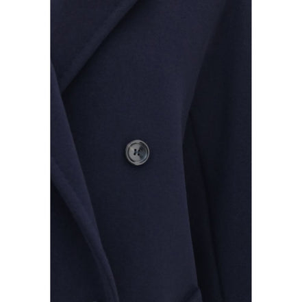 Max Mara Blue Wool Full-Length Jacket