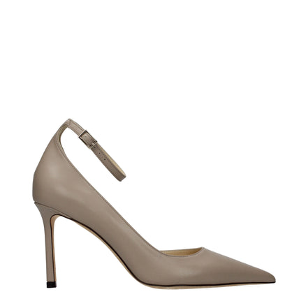 Jimmy Choo Gray Leather High Heel Sandals