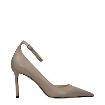 Jimmy Choo Gray Leather High Heel Sandals