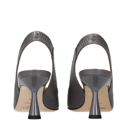 Jimmy Choo Gray Leather High Heel Sandals