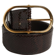 Dolce & Gabbana Brown Python Leather Gold Metal Buckle Belt