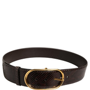 Dolce & Gabbana Brown Python Leather Gold Metal Buckle Belt